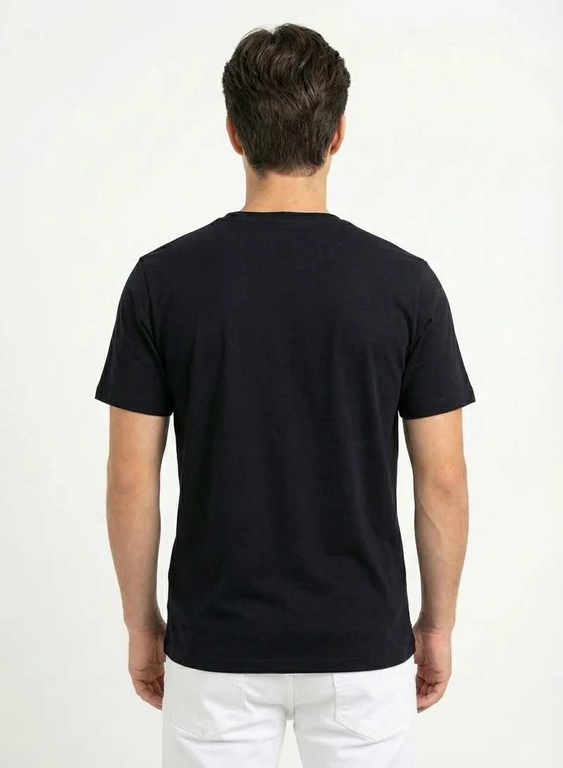 لعب البولو تيشيرت رجالي مطبوع أسود